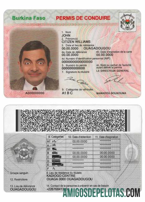 Carteira de motorista de Burkina Faso baixar para verificação